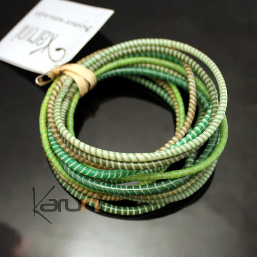 Bijoux Ethniques Africains Bracelets JOKKO en Plastique Recycl Homme Femme Enfant 06 Vert Mix (x12)