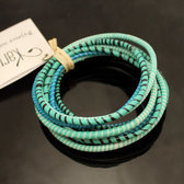 Bijoux Ethniques Africains Bracelets JOKKO en Plastique Recyclé Homme Femme Enfant 02 Bleu Vert Turquoise Mix (x12)