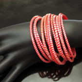 Bijoux Ethniques Africains Bracelets JOKKO en Plastique Recycl Homme Femme Enfant 08 Rose/Rouge Mix (x12) d