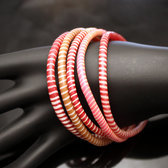 Bijoux Ethniques Africains Bracelets JOKKO larges en Plastique Recyclé Homme Femme 02 Rose/Rouge (x5) b