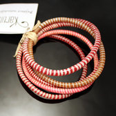 Bijoux Ethniques Africains Bracelets JOKKO larges en Plastique Recyclé Homme Femme 02 Rose/Rouge (x5)