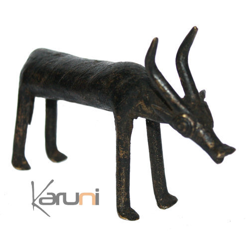 Art Dogon Bronze Animal Antilope Sculpture Africain Mali Décoration ethnique Afrique b
