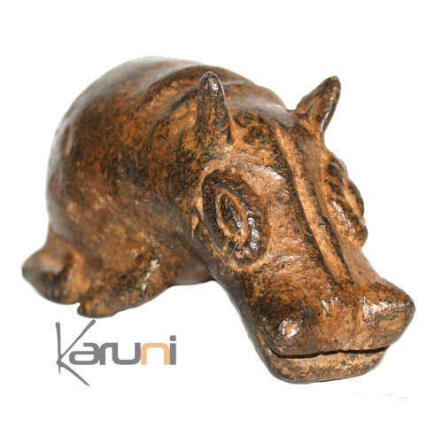 Art Dogon Bronze Animal Hippopotame Sculpture Africain Mali Décoration ethnique Afrique 01 b