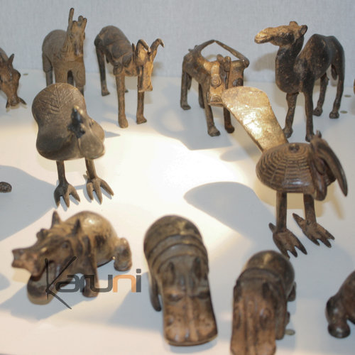 Art Dogon Bronze Animal Hippopotame Sculpture Africain Mali Décoration ethnique Afrique 01 c