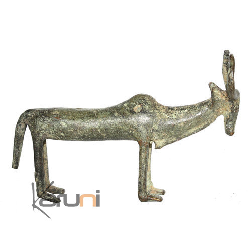 Art Dogon Bronze Animal Zébu Sculpture Africain Mali Décoration ethnique Afrique 01 b
