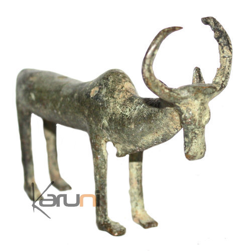 Art Dogon Bronze Animal Zébu Sculpture Africain Mali Décoration ethnique Afrique 01