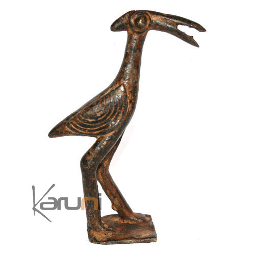 Art Dogon Bronze Animal Oiseau Grand Bec Sculpture Africain Mali Décoration ethnique Afrique 01