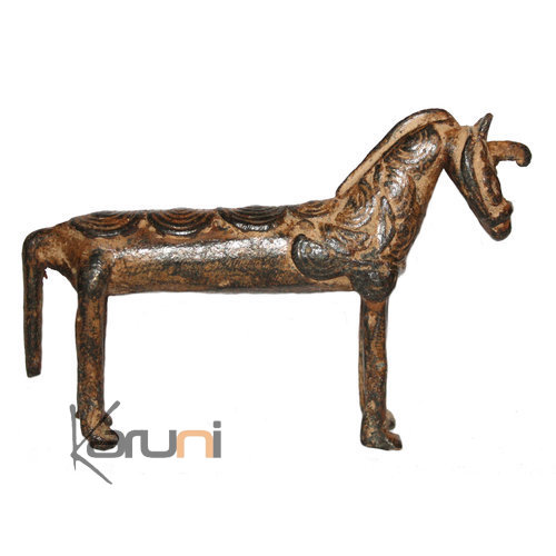 Art Dogon Bronze Animal Cheval Sculpture Africain  ethnique Afrique 01