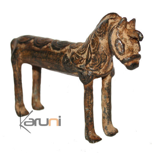 Art Dogon Bronze Animal Cheval Sculpture Africain  ethnique Afrique 01