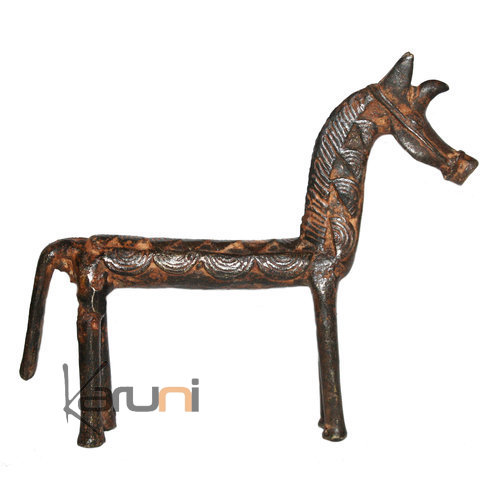 Art Dogon Bronze Animal Cheval Sculpture Africain Mali Décoration ethnique Afrique 02 b