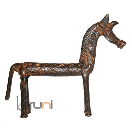 Art Dogon Bronze Animal Cheval Sculpture Africain  ethnique Afrique 02