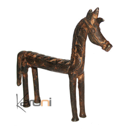 Art Dogon Bronze Animal Cheval Sculpture Africain  ethnique Afrique 02