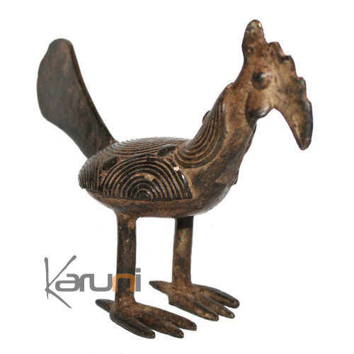 Art Dogon Bronze Animal Coq Sculpture Africain Mali Décoration ethnique Afrique