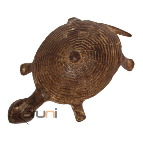 Art Dogon Bronze Animal Tortue Sculpture Africain  ethnique Afrique Ronde 10 cm
