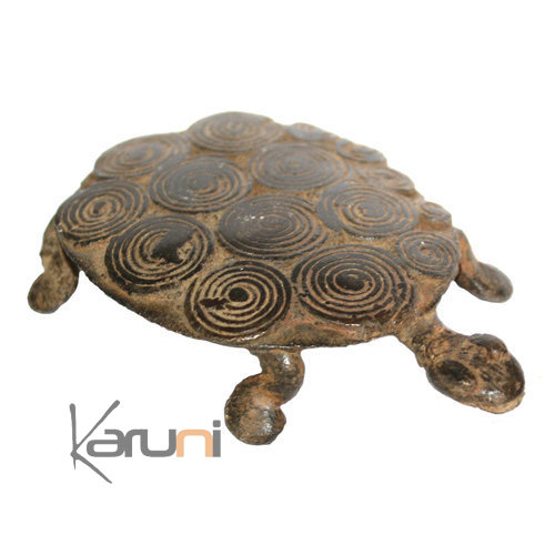 Art Dogon Bronze Animal Tortue Sculpture Africain  ethnique Afrique Plate 9 cm