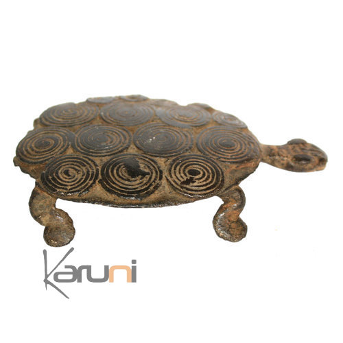 Art Dogon Bronze Animal Tortue Sculpture Africain Mali Dcoration ethnique Afrique Plate 9 cm c