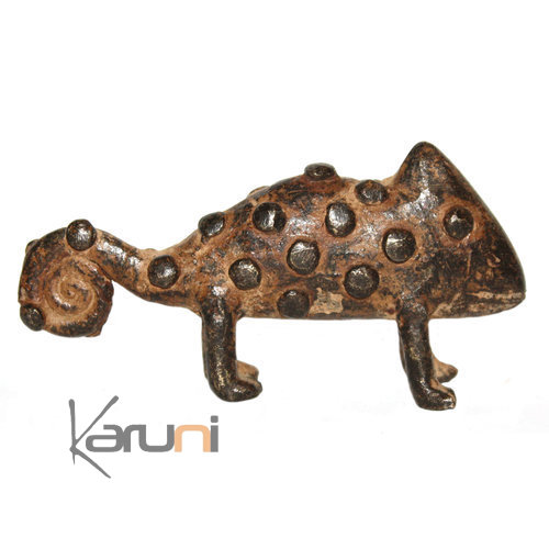 Art Dogon Bronze Animal Caméléon Sculpture Africain Mali Décoration ethnique Afrique 02
