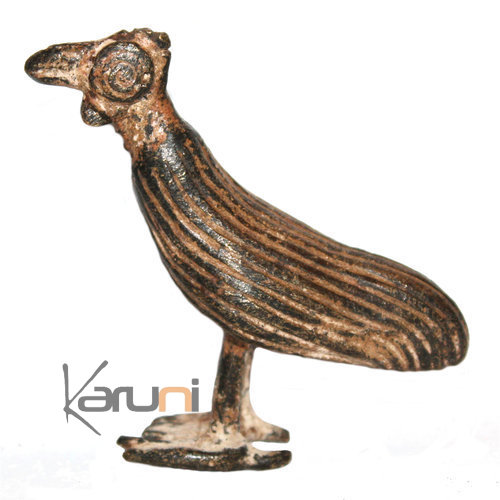 Art Dogon Bronze Animal Pintade Sculpture Africain  ethnique Afrique 02