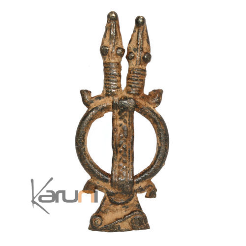 Art Dogon Africain Bronze Pendentif Amulette Sculpture Mali Dcoration ethnique Afrique 02 Crocodile Double