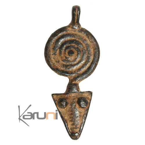 Art Dogon Africain Bronze Pendentif Amulette Sculpture Mali Décoration ethnique Afrique 24 Serpent
