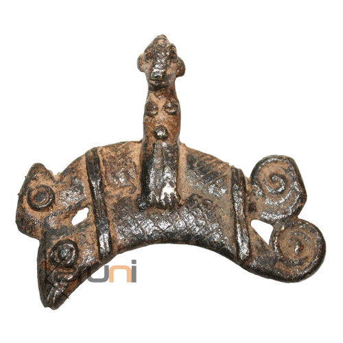 Art Dogon Africain Bronze Pendentif Amulette Sculpture  ethnique Afrique 15 Caméléon double