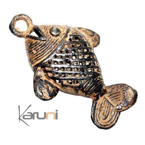 Art Dogon Africain Bronze Pendentif Amulette Sculpture  ethnique Afrique 23 Poisson