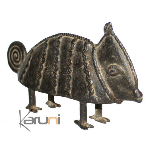 Art Dogon Bronze Animal Caméleon Sculpture Africain Mali Décoration ethnique Afrique grand 03 b