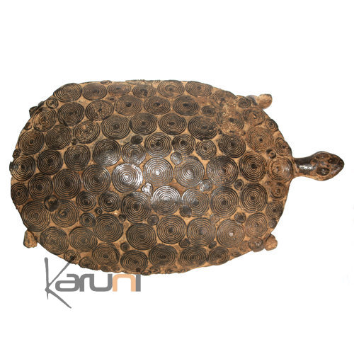 Art Dogon Bronze Animal Tortue Sculpture Africain  ethnique Afrique Bombée 25 cm