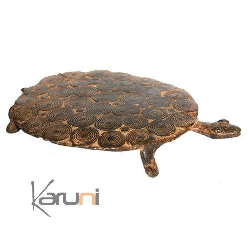 Art Dogon Bronze Animal Tortue Sculpture Africain  ethnique Afrique Plate 20 cm