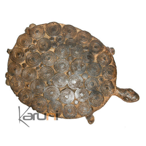 Art Dogon Bronze Animal Tortue Sculpture Africain  ethnique Afrique Plate 20 cm