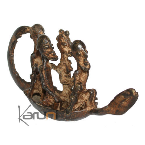 Art Dogon Bronze Pirogue Sculpture Africain Mali Décoration ethnique Afrique 14 cm b