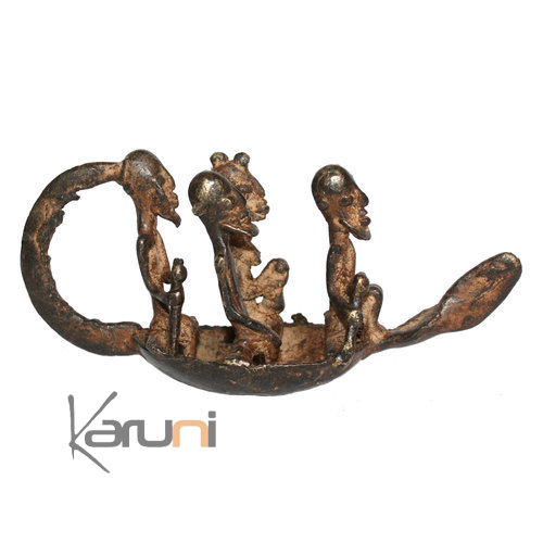 Art Dogon Bronze Pirogue Sculpture Africain  ethnique Afrique 14 cm