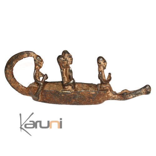 Art Dogon Bronze Pirogue Sculpture Africain  ethnique Afrique 19 cm