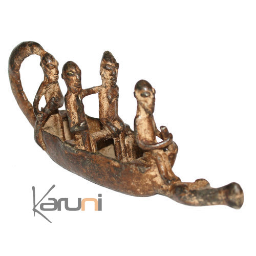 Art Dogon Bronze Pirogue Sculpture Africain Mali Dcoration ethnique Afrique 19 cm