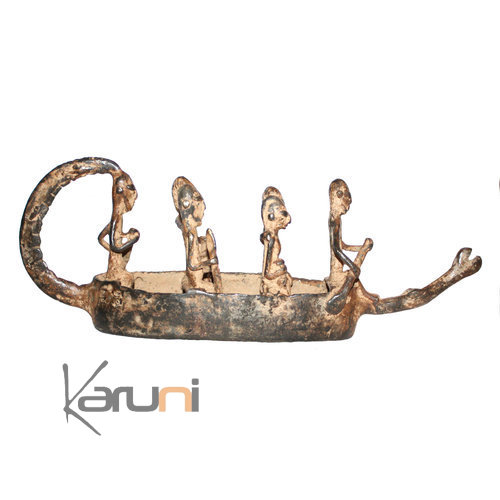 Art Dogon Bronze Pirogue Sculpture Africain  ethnique Afrique 26 cm