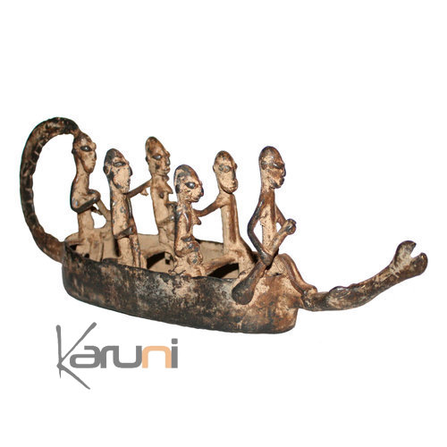 Art Dogon Bronze Pirogue Sculpture Africain Mali Dcoration ethnique Afrique 26 cm