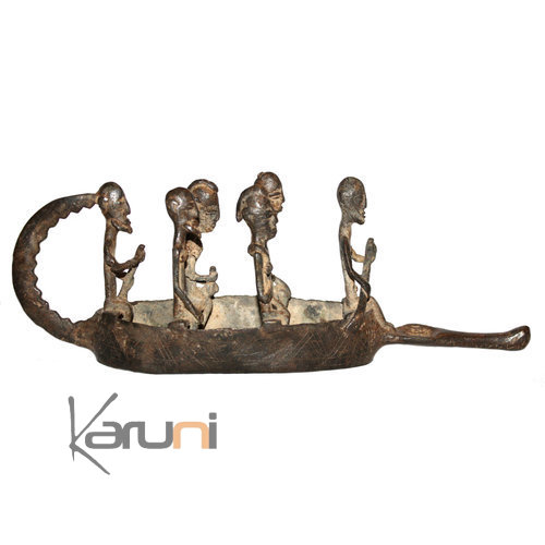 Art Dogon Bronze Pirogue Sculpture Africain  ethnique Afrique 27 cm
