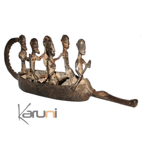 Art Dogon Bronze Pirogue Sculpture Africain Mali Dcoration ethnique Afrique 27 cm