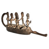 Art Dogon Bronze Pirogue Sculpture Africain Mali Dcoration ethnique Afrique 27 cm