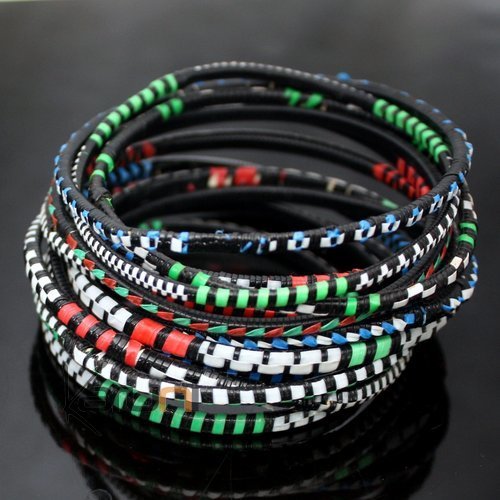 Bijoux Ethniques Bracelets Africains Fin Plastique Homme/Femme/Enfant Lot 6 ou 12 Rouge/Vert/Bleu Bracelet Africain