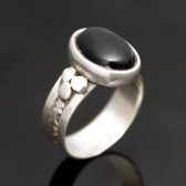 Bijoux Touareg Ethniques Bague en Argent et Onyx Noir 33 Ovale Fine b