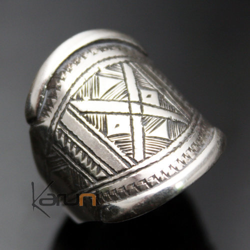 Bijoux Touareg Ethniques Bague en Argent Bandeau Grav Homme/Femme 24