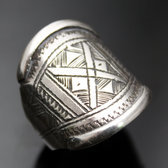 Bijoux Touareg Ethniques Bague en Argent Bandeau Grav Homme/Femme 24