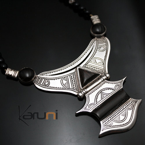 Collier en Argent Ebène et Onxy Noir 01 - KARUNI