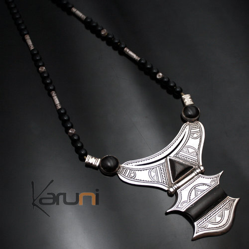 Collier en Argent Ebène et Onxy Noir 01 - KARUNI