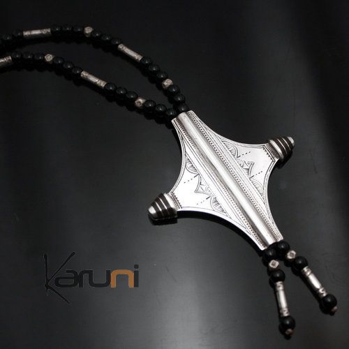 Collier en Argent Ebène et Onyx Noir 04 - KARUNI