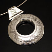 Bijoux Touareg Ethniques Africains Collier Pendentif en Argent 27 Grand Rond Grav