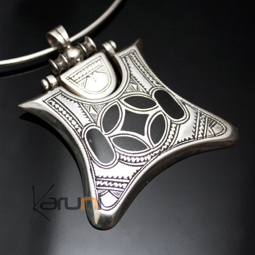 Bijoux Touareg Ethniques Collier en Argent et Ebène 04 - KARUNI