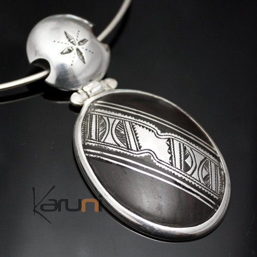 Bijoux Touareg Ethniques Collier en Argent et Ebne 10 - KARUNI