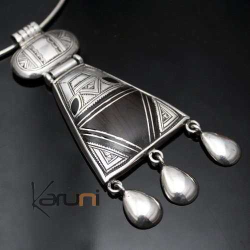 Bijoux Touareg Ethniques Collier en Argent et Ebne 01 - KARUNI
